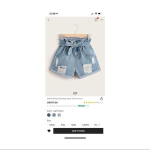 Paper bag waist denim shorts